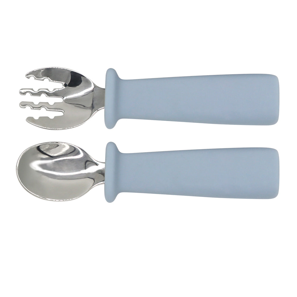 Stainless Steel Spoon & Fork With Silicone Handles & On The Go Plastic Box
