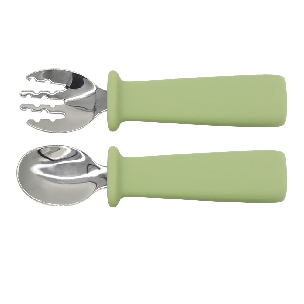 Stainless Steel Spoon & Fork With Silicone Handles & On The Go Plastic Box
