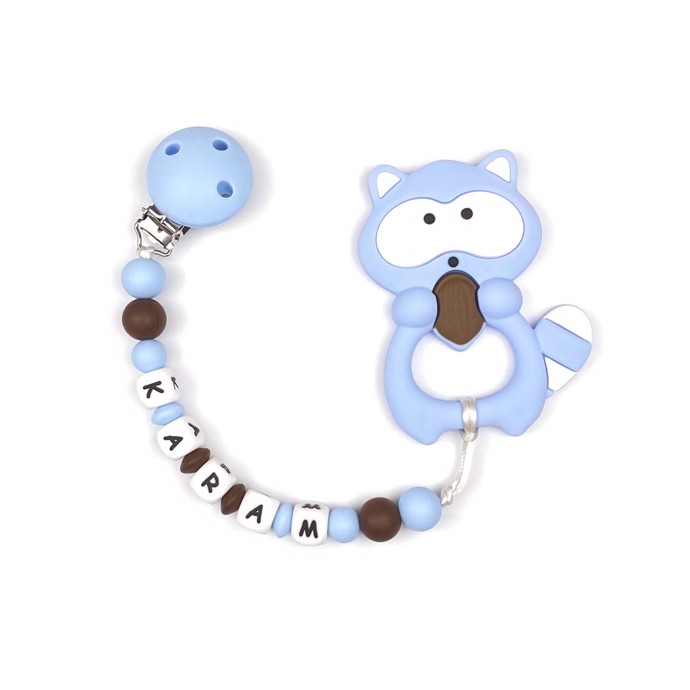 Raccoon Teether Chain | Baby Blue