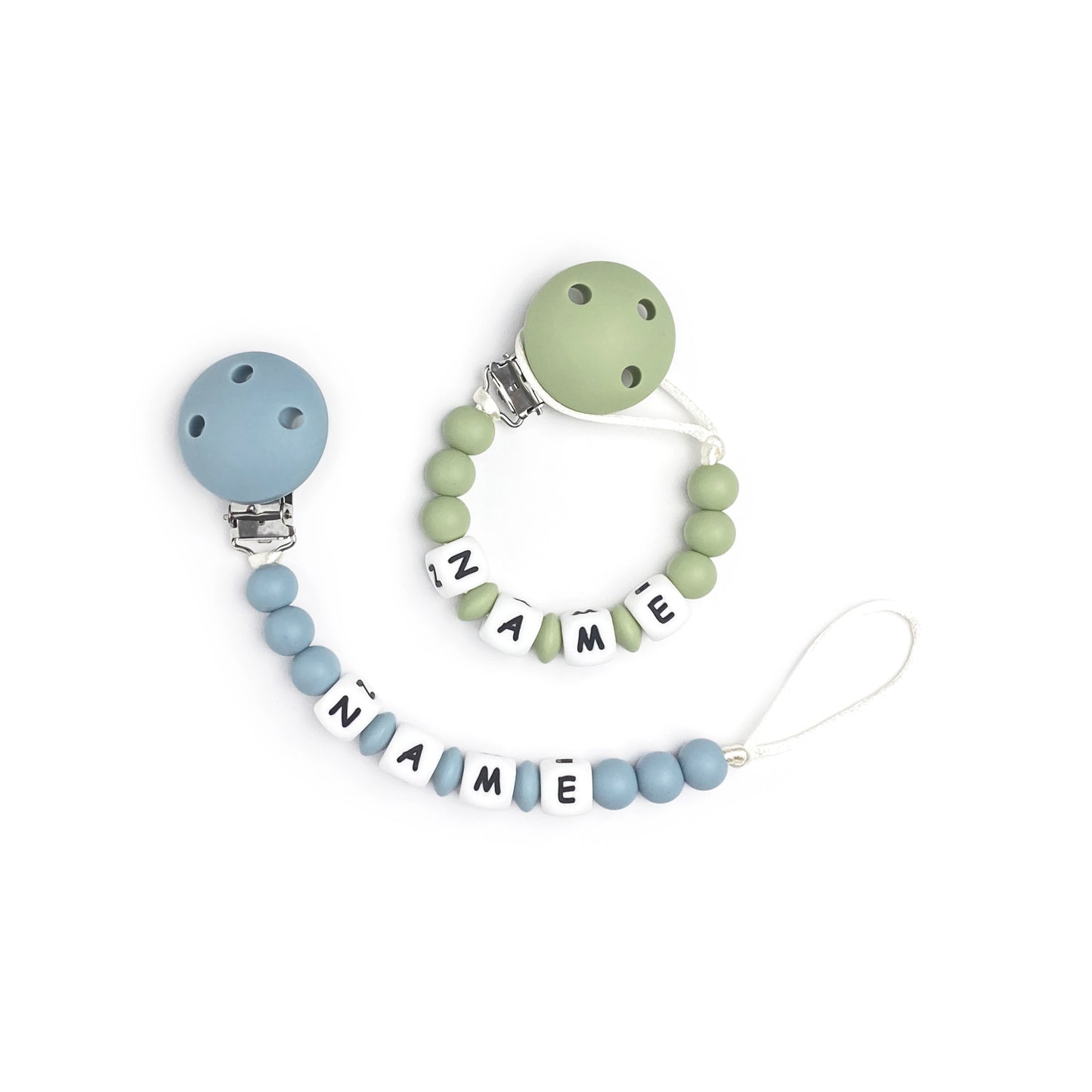 Personalized Clip | Bundle of 2 | Olive & Dusty Blue