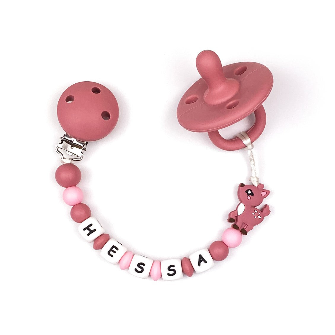 Cute Deer Chain with Pacifier | Dark Pink