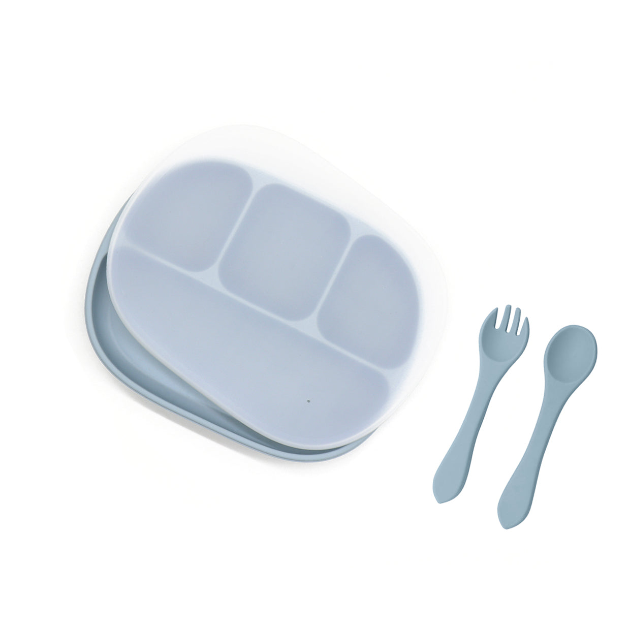 Silicone Divider Suction Plate with Spoon & Fork