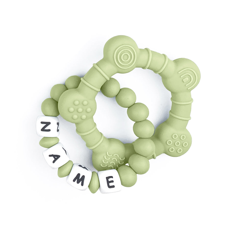 Personalized Ring Teether with Silicone Bracelet