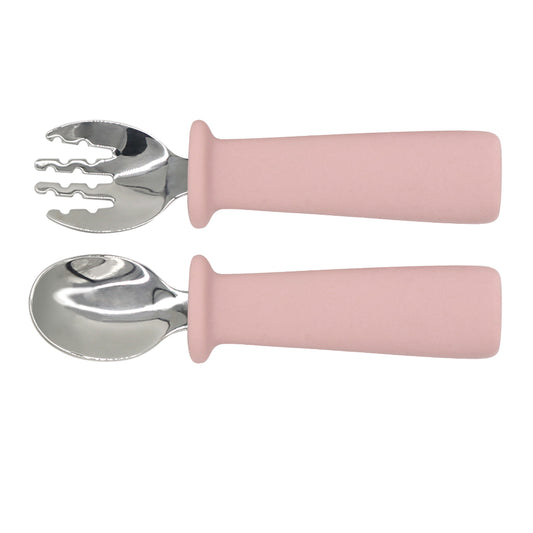 Stainless Steel Spoon & Fork With Silicone Handles & On The Go Plastic Box