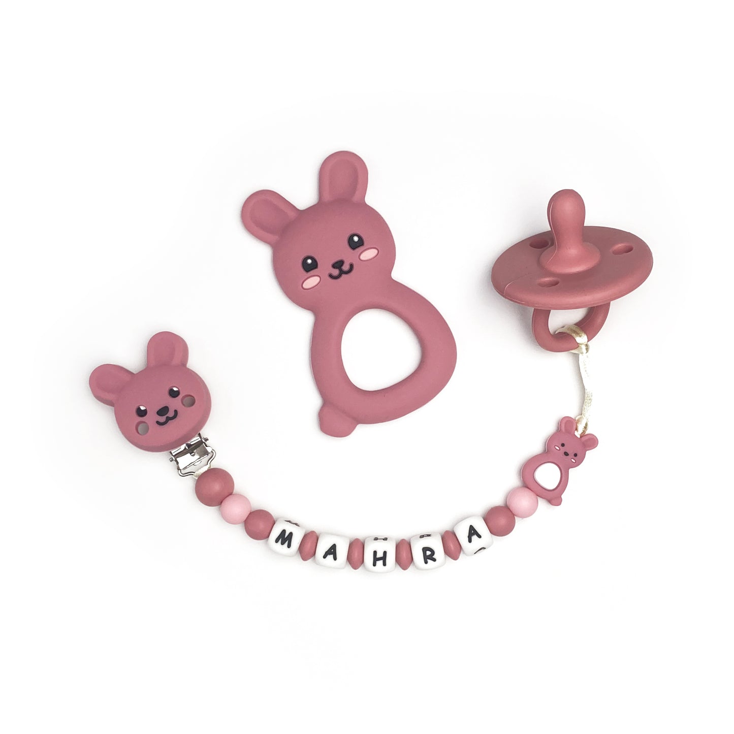 Bunny Chain With Pacifier & Bunny Teether