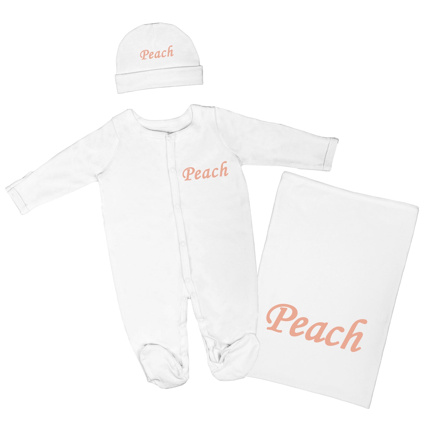 Personalized Baby Clothing Set (Blanket, Sleepsuit, Beanie) - English Name