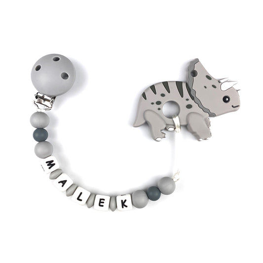 Triceratops Teether Chain | Grey