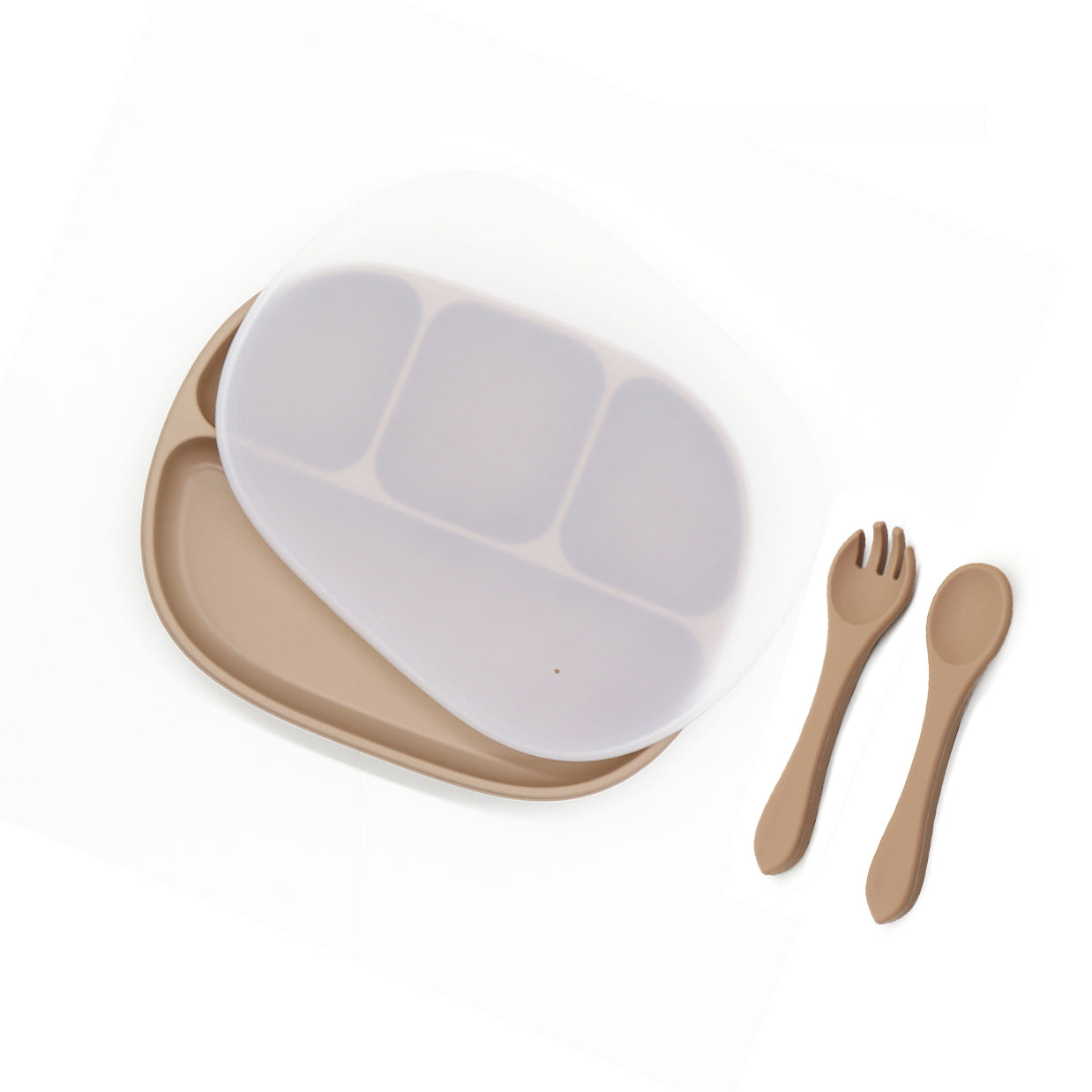 Silicone Divider Suction Plate with Spoon & Fork