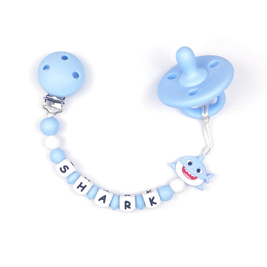 Shark Chain with Pacifier | Pastel Blue