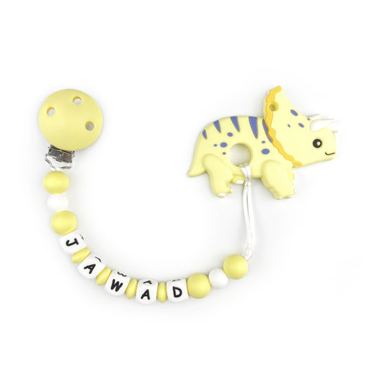 Triceratops Teether Chain | Yellow